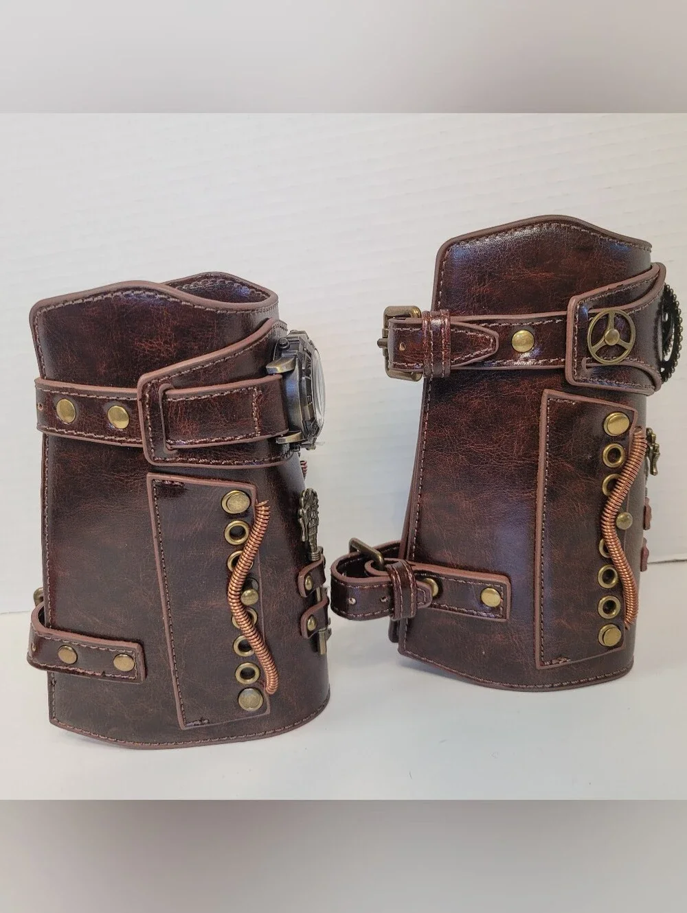 Steampunk Armbands W/ Decorative watch Combat Arm Bracers Medieval Armor Costume